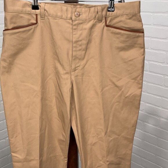 Lauren Ralph Lauren Pants Womens 14 Tan Stretch Trim Preppy Equestrian NWT - Picture 2 of 12